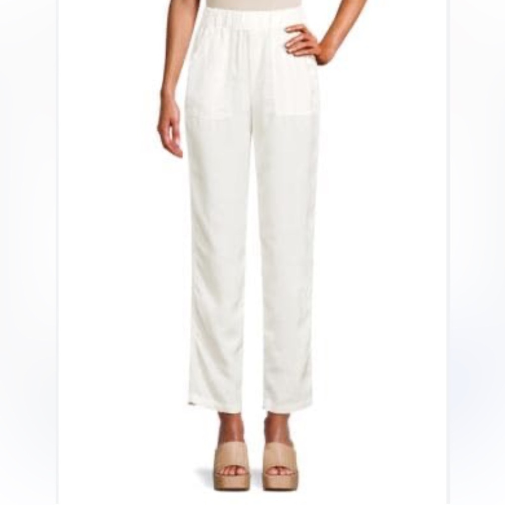NWT Saks fifth avenue elasticized waist band white pull on pants size XL